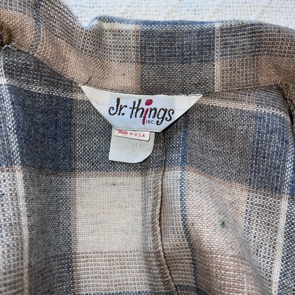 VTG 70s Jr. Things Plaid Wool Blend Blazer ILGWU Made in USA Academic Boho - Picture 6 of 14